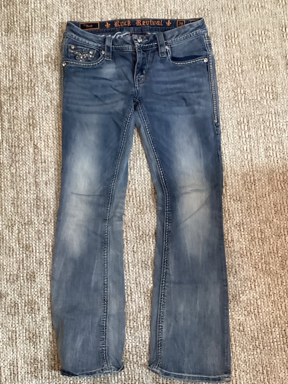 Rock Revival Women's Faded Blue Wide Leg Jeans